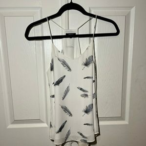 RW&Co White Tank Top with Feathers